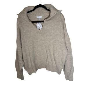 Topshop Relaxed Collar Sweater - Oatmeal Size 8/10